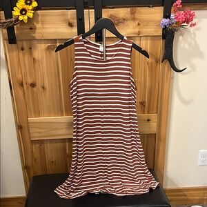 Old Navy Striped Midi Dress in Brown and White